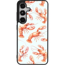 Samsung Galaxy S24 Case Hülle - Silikon schwarz Muster von pastellfarbenen Hummern