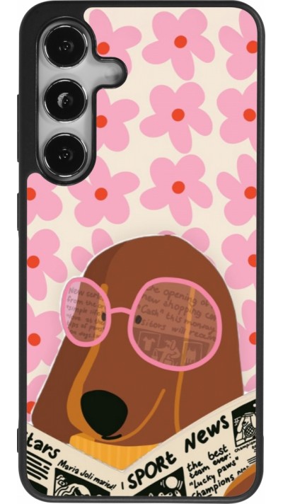 Samsung Galaxy S24 Case Hülle - Silikon schwarz Dog with newspaper 2026