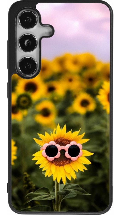 Samsung Galaxy S24 Case Hülle - Silikon schwarz Sunflower with glasses 2026