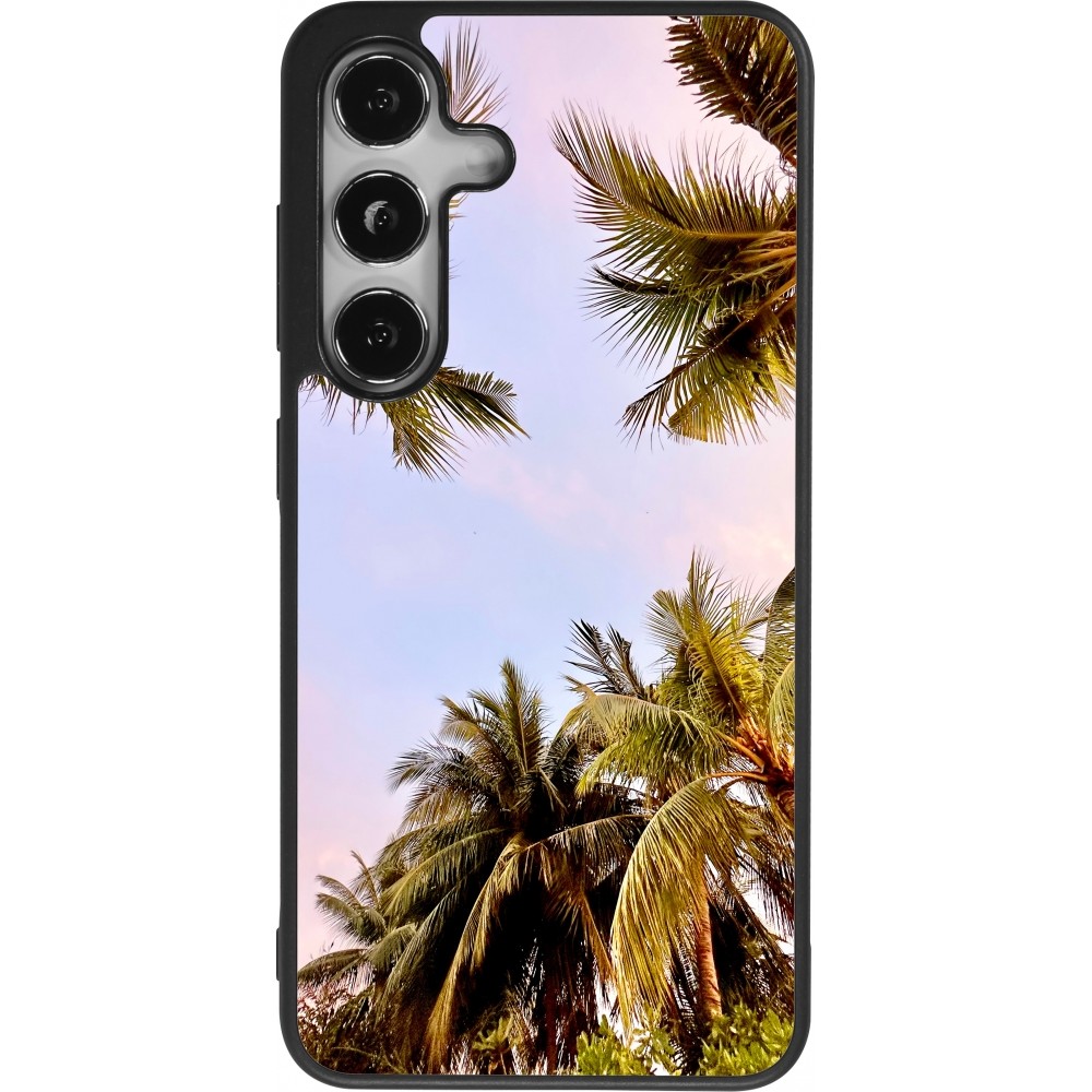 Samsung Galaxy S24 Case Hülle - Silikon schwarz Summer 2023 palm tree vibe