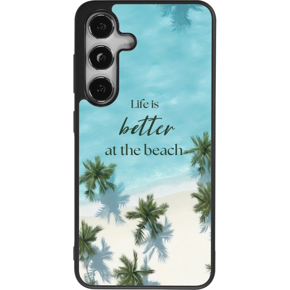 Samsung Galaxy S24 Case Hülle - Silikon schwarz Summer 2025 Life is better at the beach