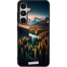 Samsung Galaxy S24 Case Hülle - Silikon schwarz Sonnenuntergang Waldsee