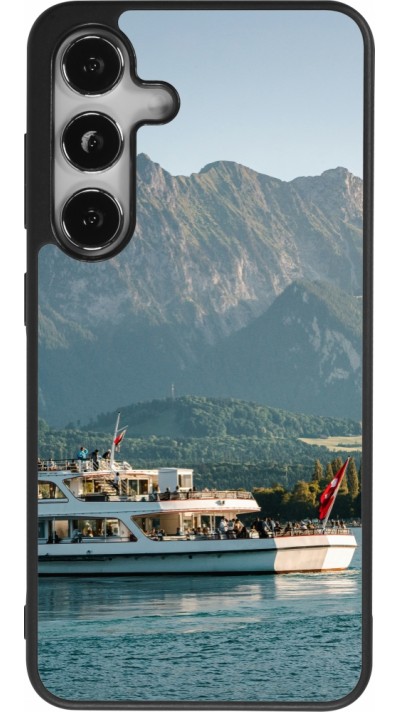 Coque Samsung Galaxy S24 - Silicone rigide noir Fête Nationale Suisse Bateau Leman