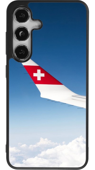 Coque Samsung Galaxy S24 - Silicone rigide noir Fête Nationale Suisse Sky Swiss Flag