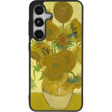 Samsung Galaxy S24 Case Hülle - Silikon schwarz Kunstbild - Sonnenblumen  - Van Gogh