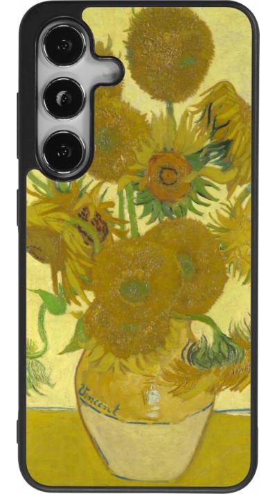 Samsung Galaxy S24 Case Hülle - Silikon schwarz Kunstbild - Sonnenblumen  - Van Gogh