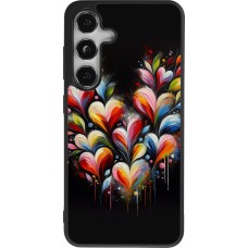 Samsung Galaxy S24 Case Hülle - Silikon schwarz Valentin 2024 Schwarzes Herz Abstrakt