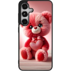 Samsung Galaxy S24 Case Hülle - Silikon schwarz Valentin 2024 Rosaroter Teddybär