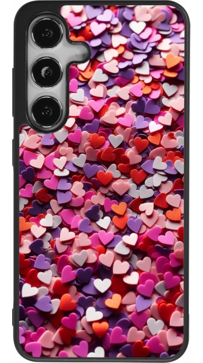 Samsung Galaxy S24 Case Hülle - Silikon schwarz Valentin 2025 Konfetti