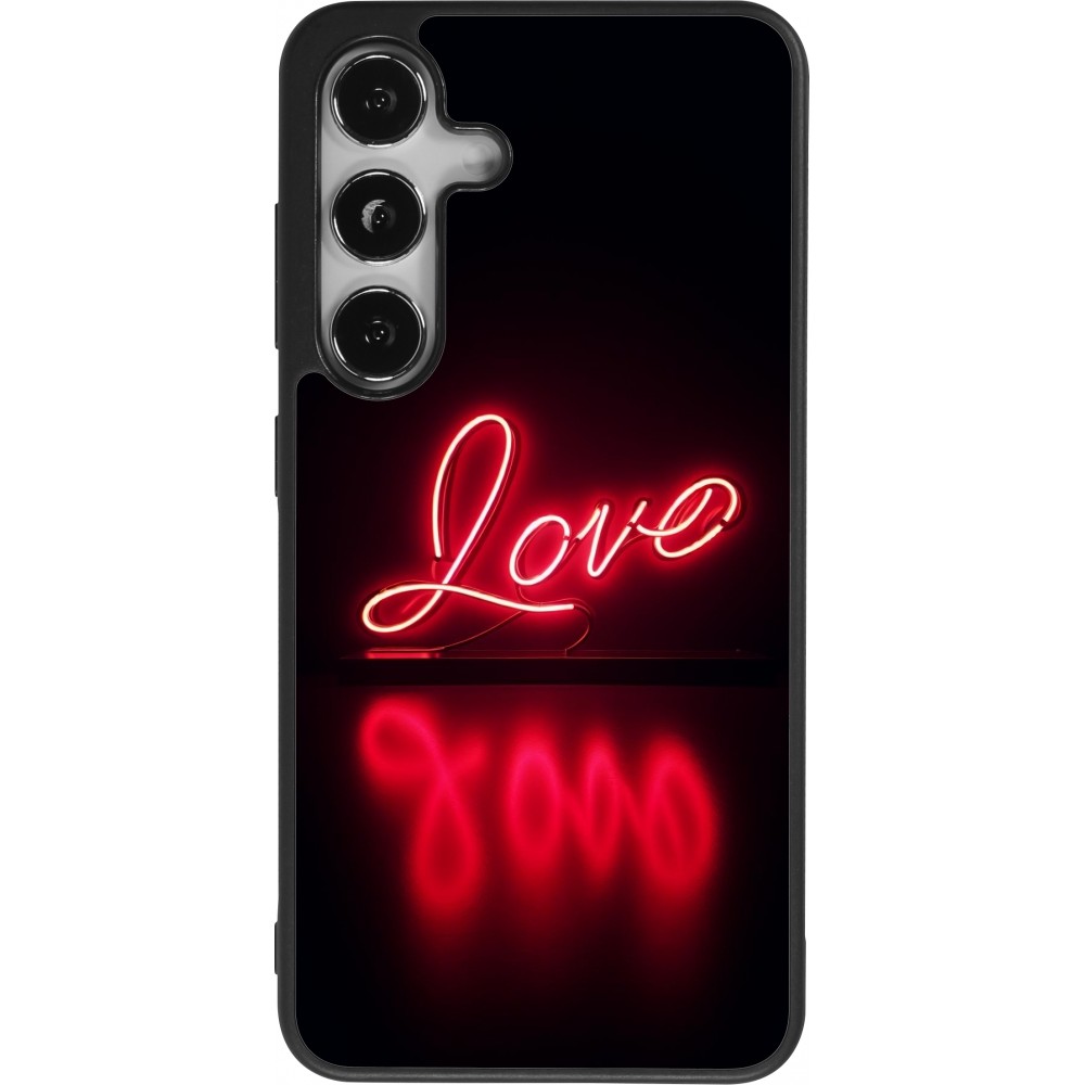 Samsung Galaxy S24 Case Hülle - Silikon schwarz Valentine 2025 Neon Liebe