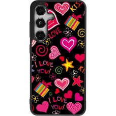 Samsung Galaxy S24 Case Hülle - Silikon schwarz Valentine 2023 love symbols