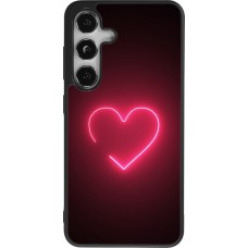 Samsung Galaxy S24 Case Hülle - Silikon schwarz Valentine 2023 single neon heart