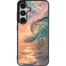 Coque Samsung Galaxy S24 - Silicone rigide noir Wave Sunset