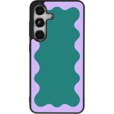 Coque Samsung Galaxy S24 - Silicone rigide noir Wavy Rectangle Green Purple