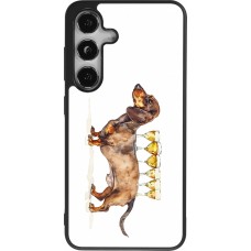 Coque Samsung Galaxy S24 - Silicone rigide noir Wine Teckel