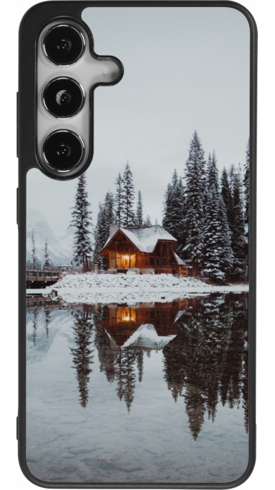 Samsung Galaxy S24 Case Hülle - Silikon schwarz Winter 25 Winter house forest afternoon