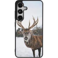 Coque Samsung Galaxy S24 - Silicone rigide noir Winter 25 Winter reindeer