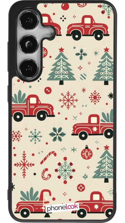Samsung Galaxy S24 Case Hülle - Silikon schwarz Weihnachten 2024 Lkw Tanne