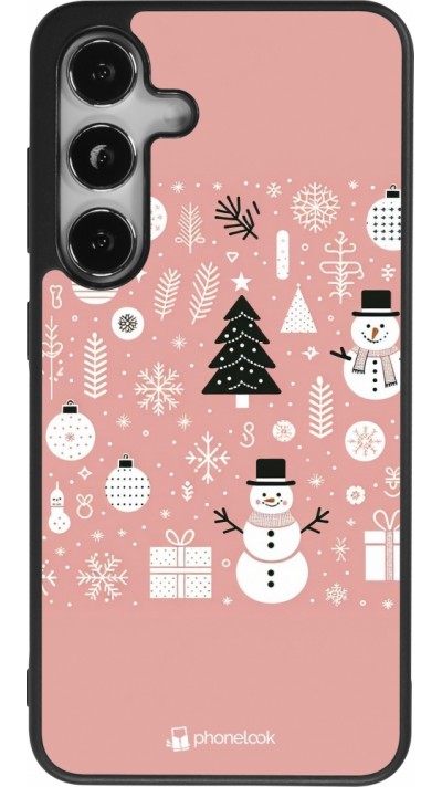 Samsung Galaxy S24 Case Hülle - Silikon schwarz Weihnachten 2024 Rose Schneemann Weihnachten