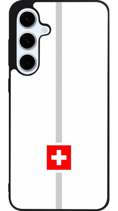 Coque Samsung Galaxy S24 FE - Silicone rigide noir Canton CH blanc