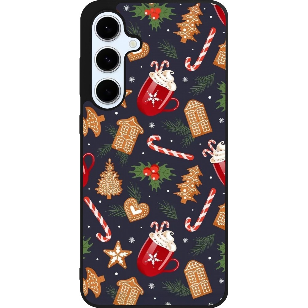 Samsung Galaxy S24 FE Case Hülle - Silikon schwarz Christmas 25 Pattern Gingerbread House