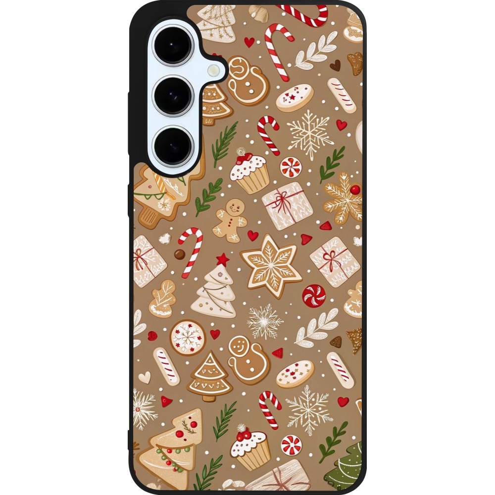 Samsung Galaxy S24 FE Case Hülle - Silikon schwarz Christmas 25 Pattern Ginger Cookie