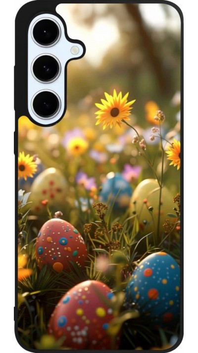 Samsung Galaxy S24 FE Case Hülle - Silikon schwarz Easter 2026 Decorated eggs