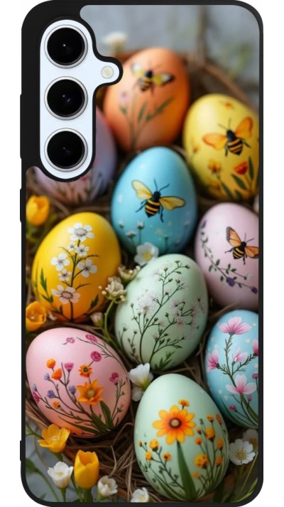Samsung Galaxy S24 FE Case Hülle - Silikon schwarz Easter 2026 Eggs with bees