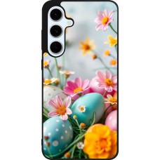 Samsung Galaxy S24 FE Case Hülle - Silikon schwarz Easter 2026 Eggs with flowers