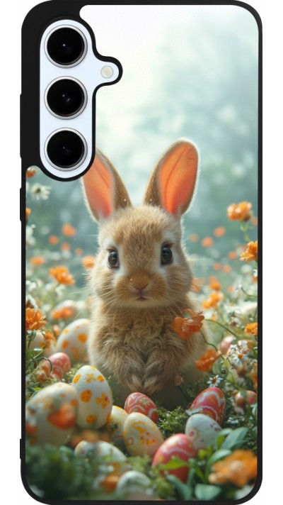 Samsung Galaxy S24 FE Case Hülle - Silikon schwarz Easter 2026 Rabbit in the garden