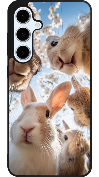 Samsung Galaxy S24 FE Case Hülle - Silikon schwarz Easter 2026 Rabbits