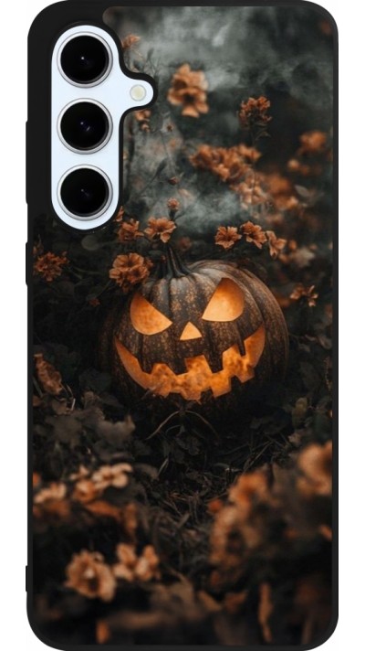 Samsung Galaxy S24 FE Case Hülle - Silikon schwarz Halloween 2025 Pumpkin with flowers Samsung Galaxy S24 FE Case Hülle - Silikon schwarz Halloween 2025 Pumpkin with flowers