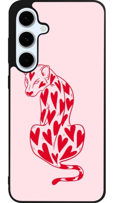 Samsung Galaxy S24 FE Case Hülle - Silikon schwarz Leopard with hearts 2026