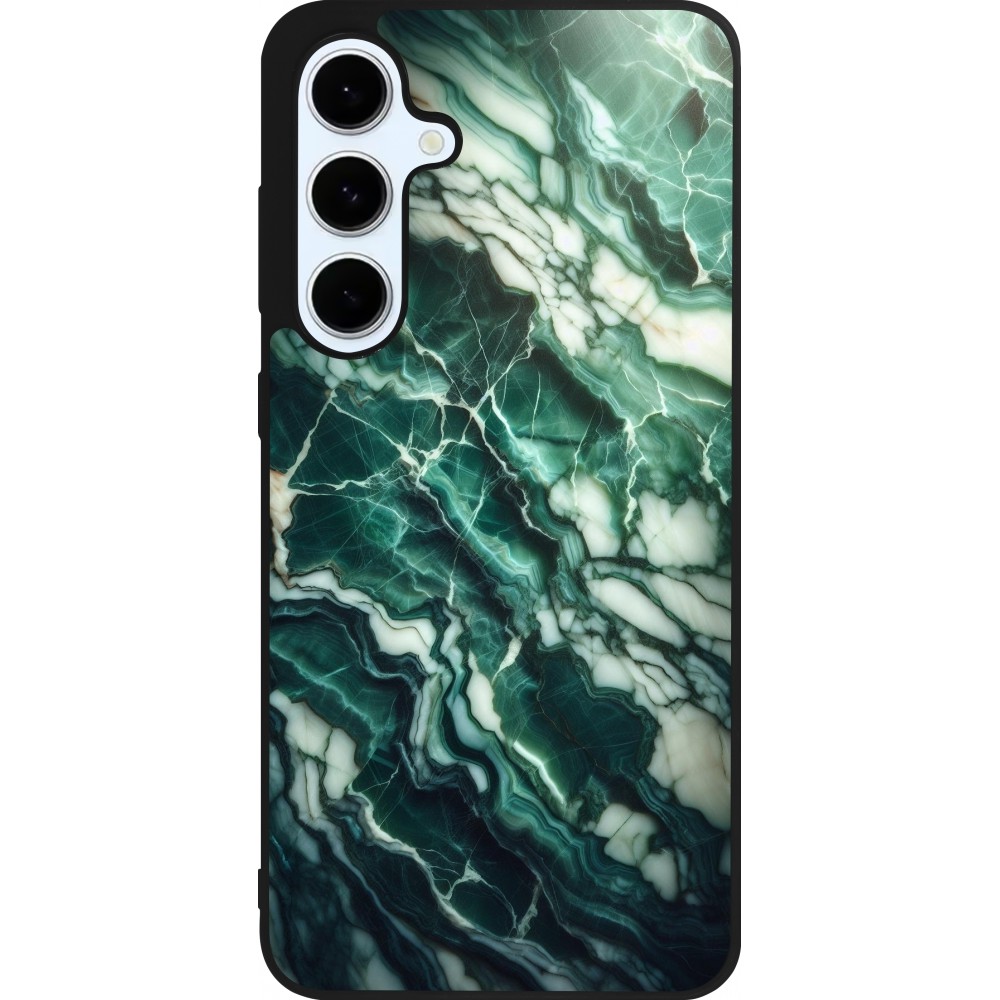 Samsung Galaxy S24 FE Case Hülle - Silikon schwarz Majestätischer grüner Marmor