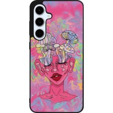 Samsung Galaxy S24 FE Case Hülle - Silikon schwarz Psychedelic pink mushroom
