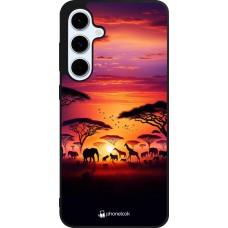 Samsung Galaxy S24 FE Case Hülle - Silikon schwarz Safari Sonnenuntergang Wildtiere
