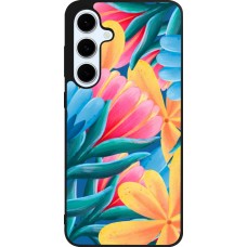 Samsung Galaxy S24 FE Case Hülle - Silikon schwarz Spring 23 colorful flowers