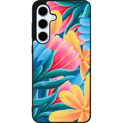 Samsung Galaxy S24 FE Case Hülle - Silikon schwarz Spring 23 colorful flowers