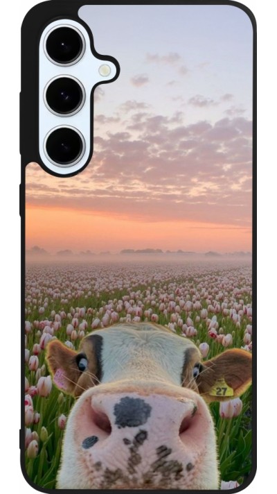 Samsung Galaxy S24 FE Case Hülle - Silikon schwarz Cow with tulips 2026