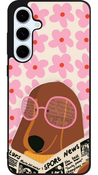 Samsung Galaxy S24 FE Case Hülle - Silikon schwarz Dog with newspaper 2026