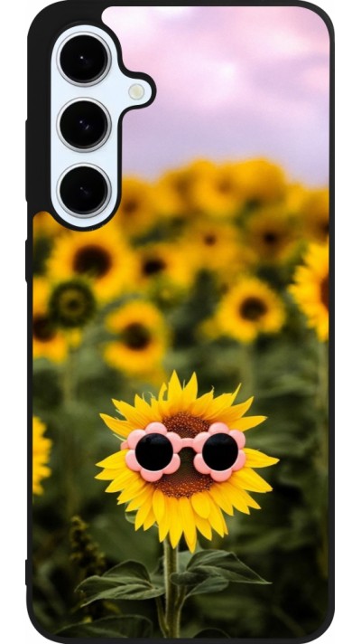 Samsung Galaxy S24 FE Case Hülle - Silikon schwarz Sunflower with glasses 2026