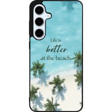 Samsung Galaxy S24 FE Case Hülle - Silikon schwarz Summer 2025 Life is better at the beach