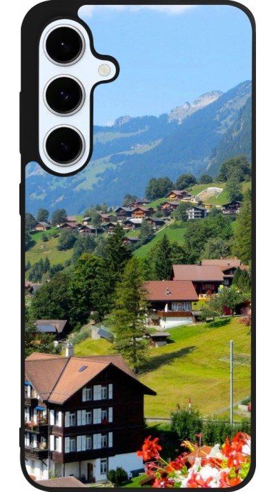 Coque Samsung Galaxy S24 FE - Silicone rigide noir Fête Nationale Suisse Paysage