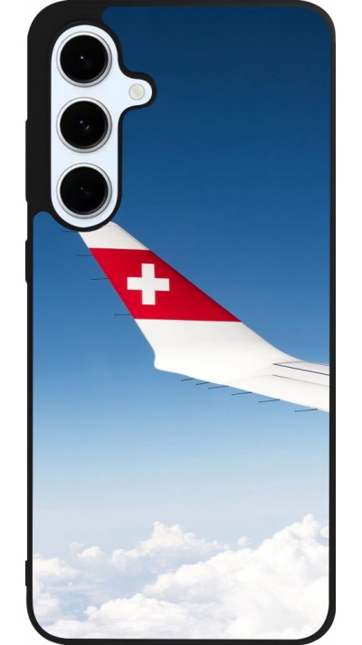 Coque Samsung Galaxy S24 FE - Silicone rigide noir Fête Nationale Suisse Sky Swiss Flag