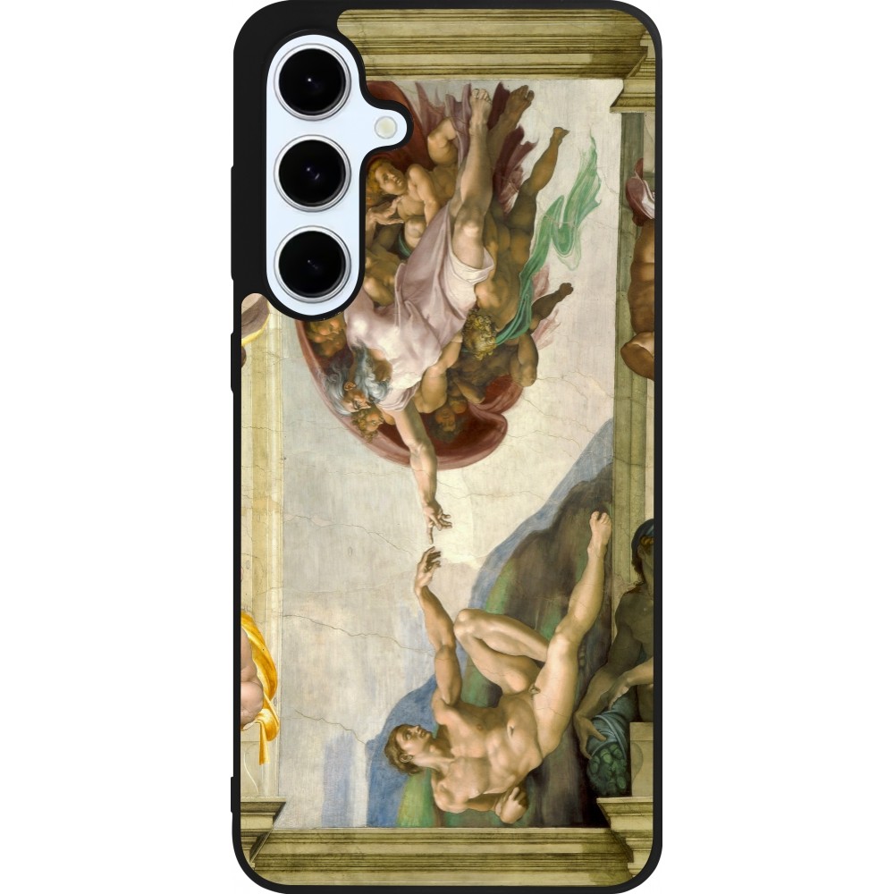 Samsung Galaxy S24 FE Case Hülle - Silikon schwarz Kunstbild - Die Erschaffung Adams - Michelangelo