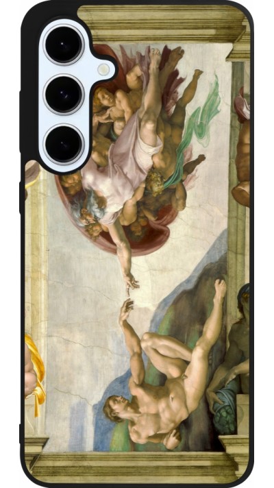Samsung Galaxy S24 FE Case Hülle - Silikon schwarz Kunstbild - Die Erschaffung Adams - Michelangelo
