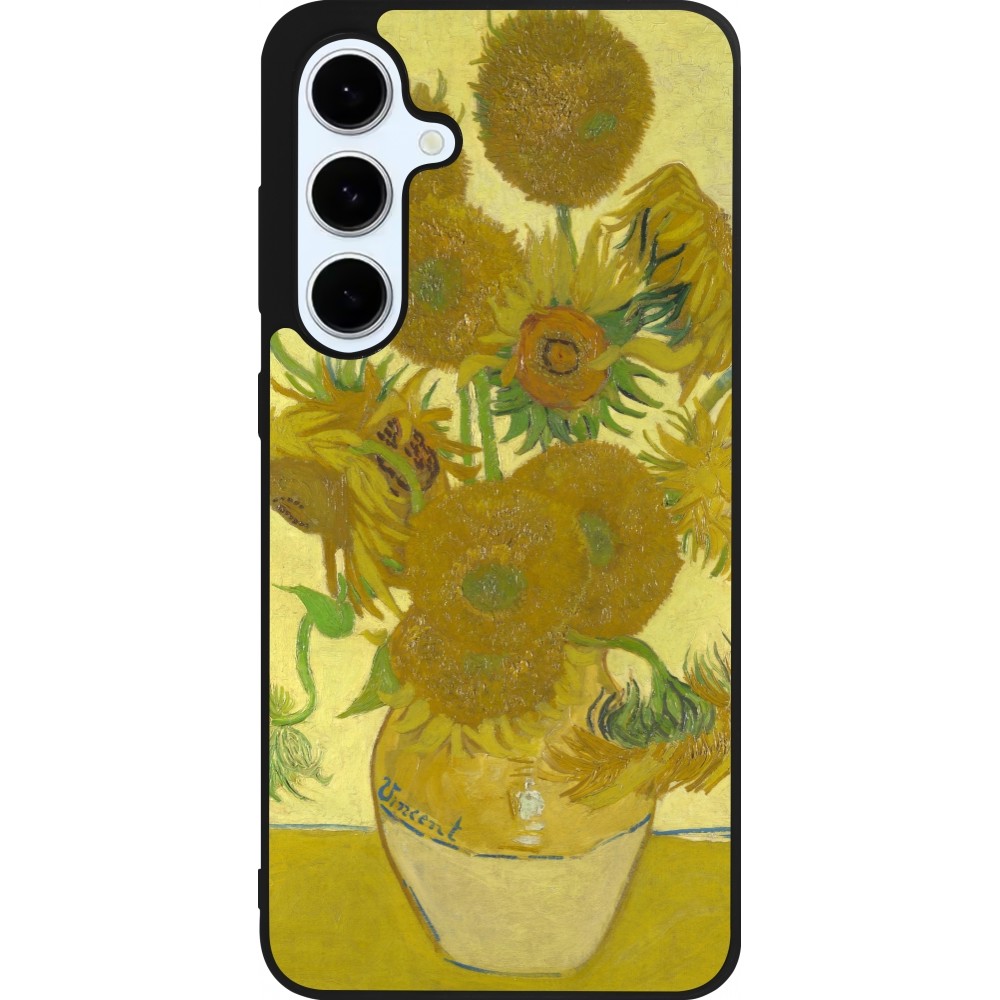 Samsung Galaxy S24 FE Case Hülle - Silikon schwarz Kunstbild - Sonnenblumen  - Van Gogh