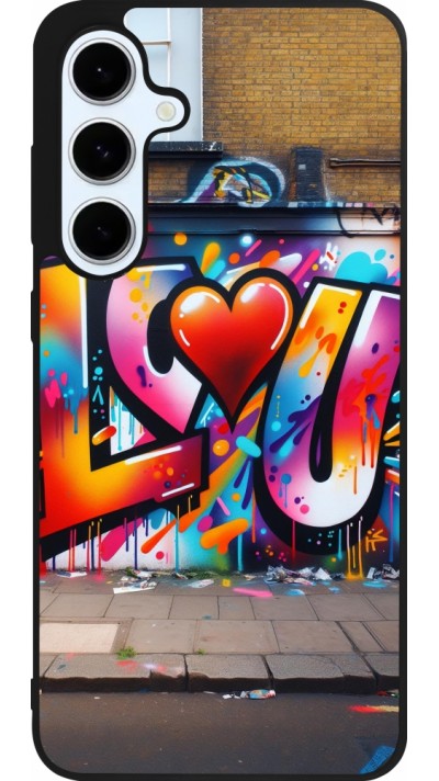 Samsung Galaxy S24 FE Case Hülle - Silikon schwarz Valentin 2025 Liebe U Tag