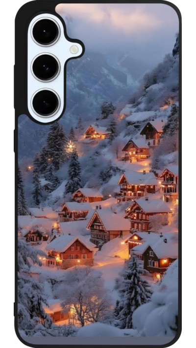 Samsung Galaxy S24 FE Case Hülle - Silikon schwarz Winter 25 Winter snowy village