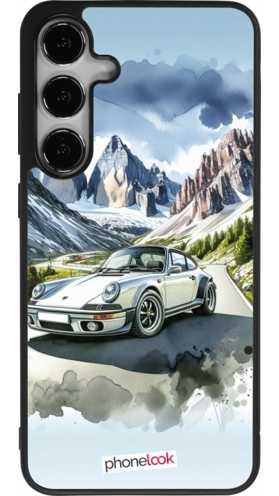 Samsung Galaxy S24+ Case Hülle - Silikon schwarz Porsche 911 Berg Aquarell